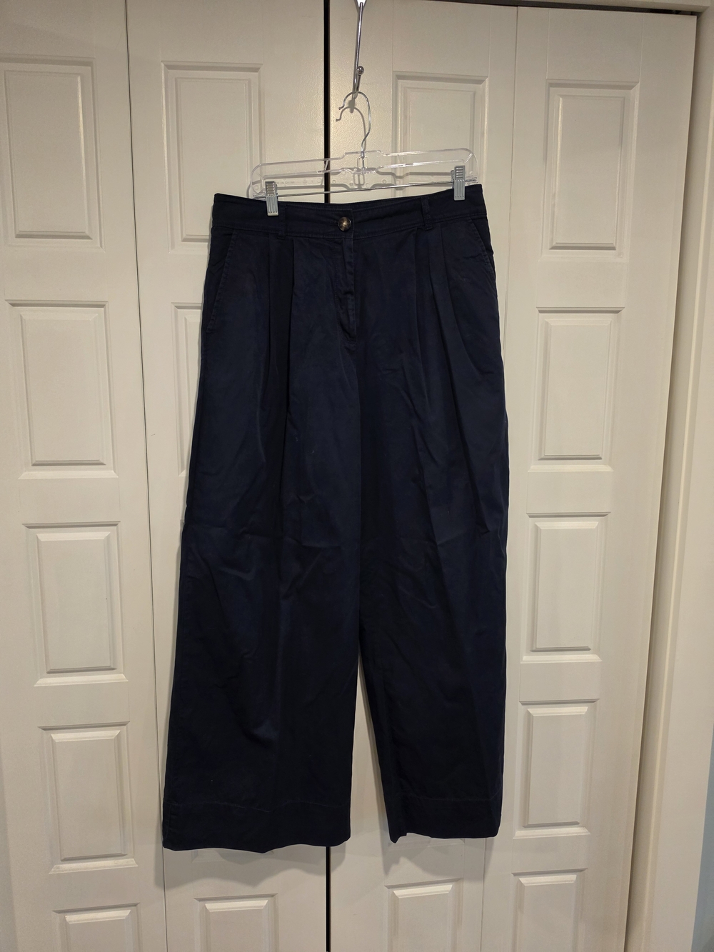 Women's Navy Wide-Leg Pleated Pants - Classic Casual